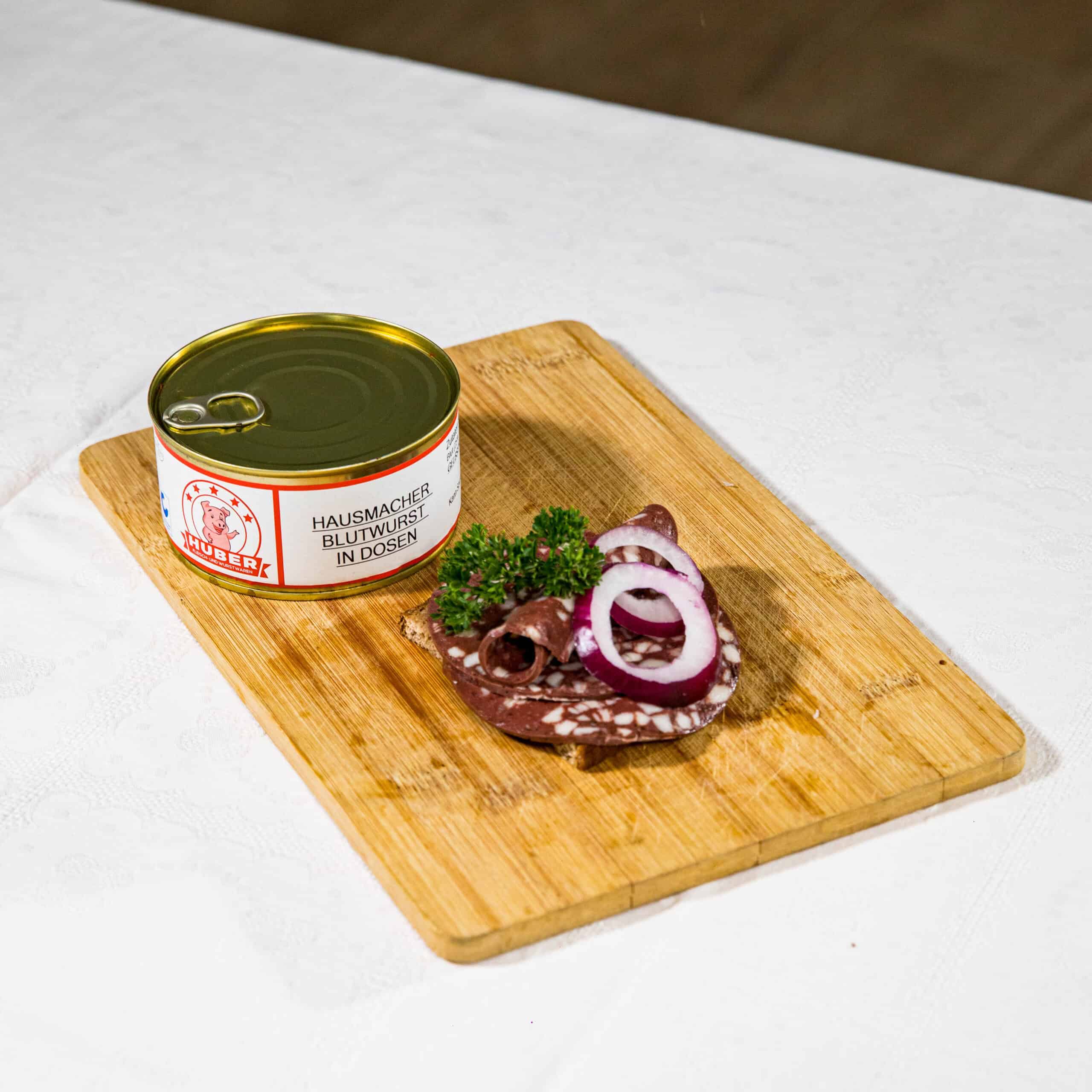 Hausmacher Blutwurst in der Dose